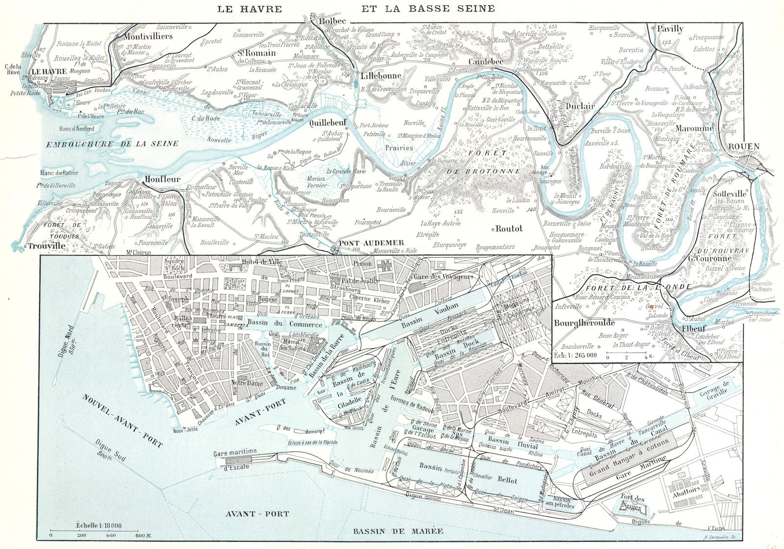 SEINE- MARITIME. Le Havre Basse Seine; Bassin Marée 1900 old antique map chart